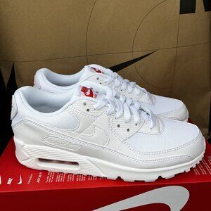 NEW Nike Nike Air Max 90 White Crimson DM0029-118 Men Size 7, Women Size 8.5